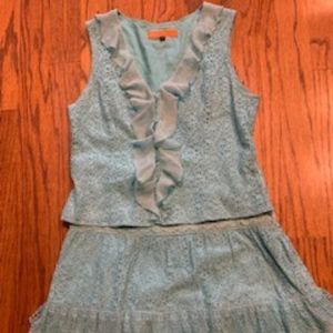 Cynthia Steffe 2 piece Eyelet Aqua outfit